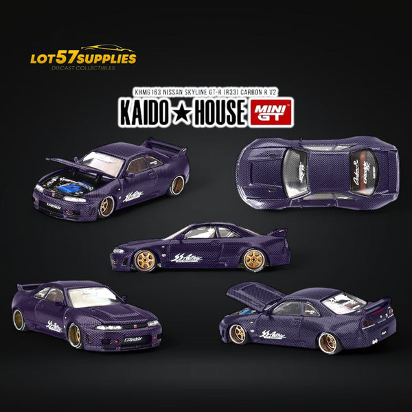 (Pre-Order) Mini GT x Kaido House Nissan Skyline GT-R (R33) Purple Active Carbon R V2 1:64 KHMG163