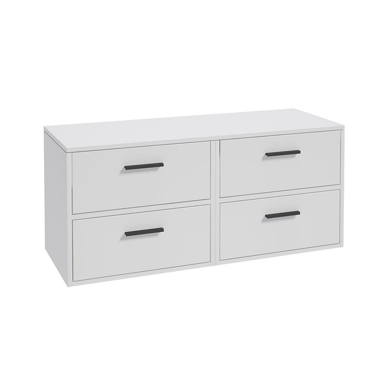 Sonas Finland Wall Hung 120Cm Four Drawer Countertop Vanity Unit | Matt White | Matt Black Handle | UF0942