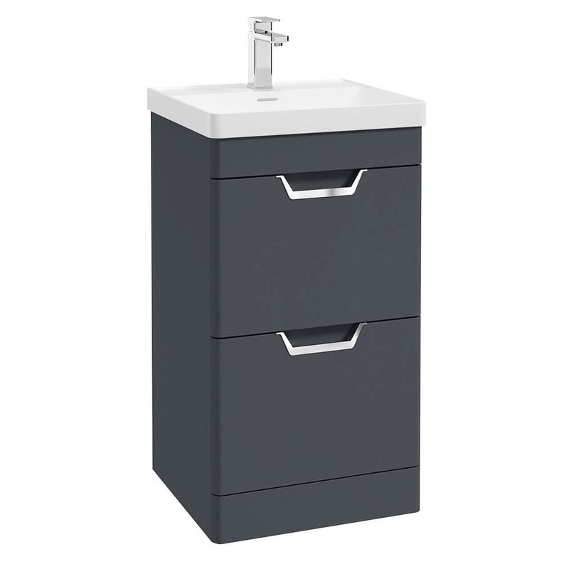 Sonas Freya 50Cm 2 Drawer Floorstanding Vanity Unit Matt Night Sky Blue-Brushed Chrome Handle | CFFRE502DRNB