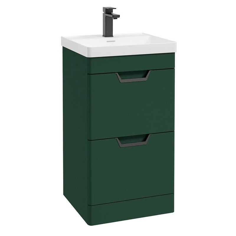 Sonas Freya 50Cm 2 Drawer Floorstanding Vanity Unit Matt Wreath Green-Matt Black Handle | BFFRE502DRWG