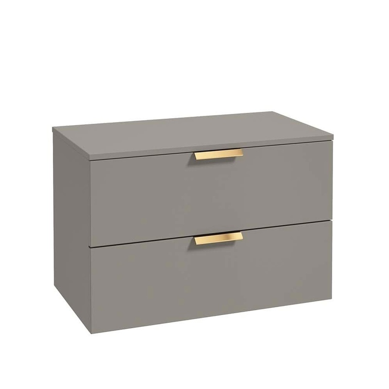Sonas Stockholm 80Cm Unit With Countertop Gold Handle Matt Khaki | GWST80CTKH